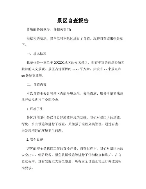 景区自查报告