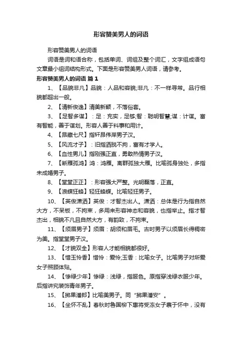 形容赞美男人的词语