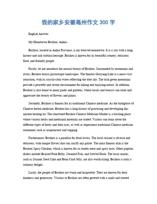 我的家乡安徽亳州作文300字