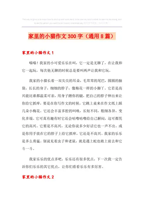 家里的小猫作文300字(通用8篇)