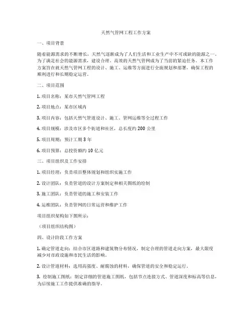 天然气管网工程工作方案