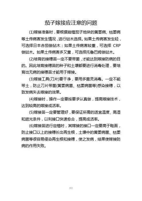 茄子嫁接应注意的问题