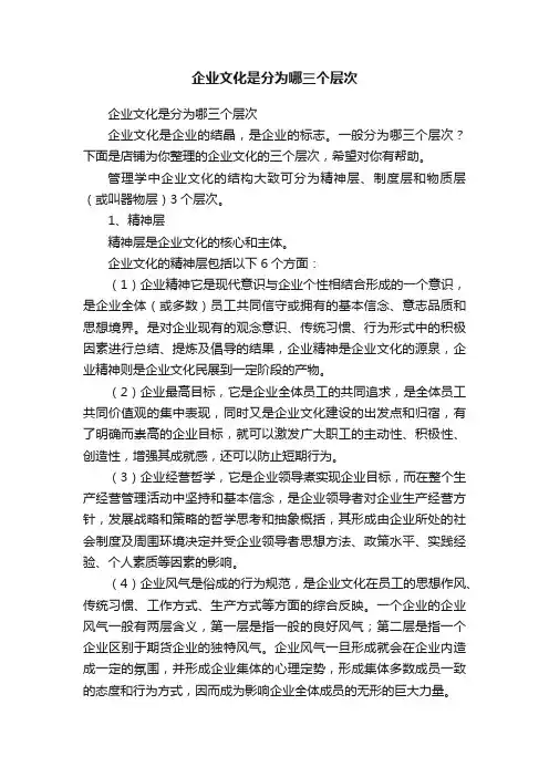 企业文化是分为哪三个层次