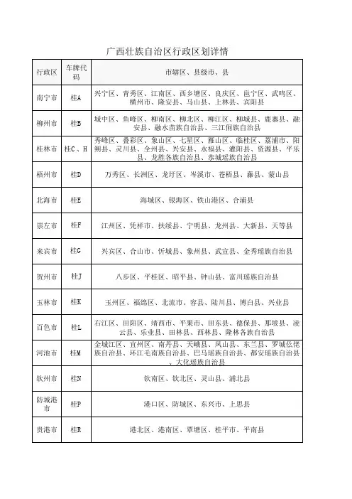 广西壮族自治区行政区划详情