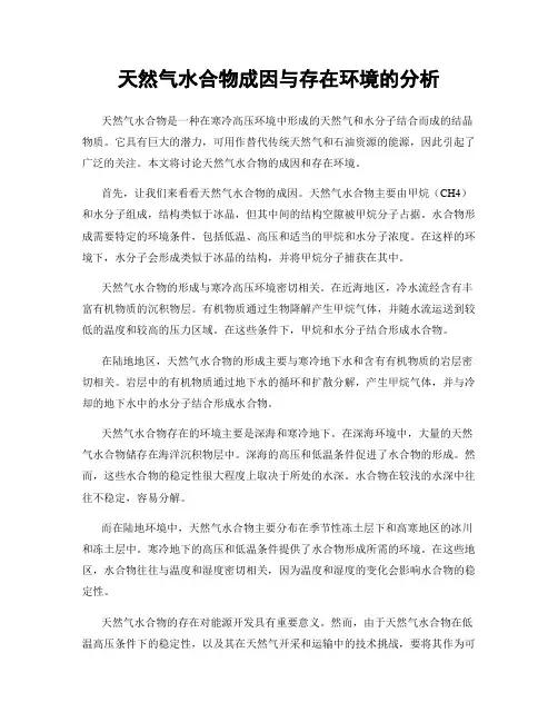 天然气水合物成因与存在环境的分析