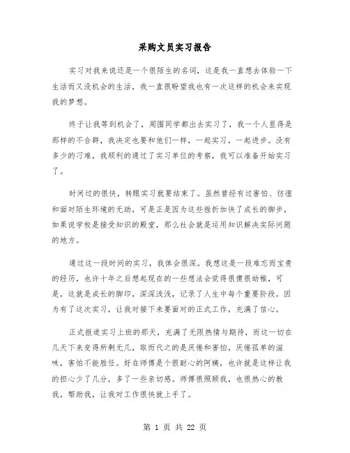 采购文员实习报告（四篇）