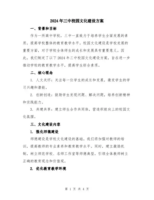 2024年三中校园文化建设方案