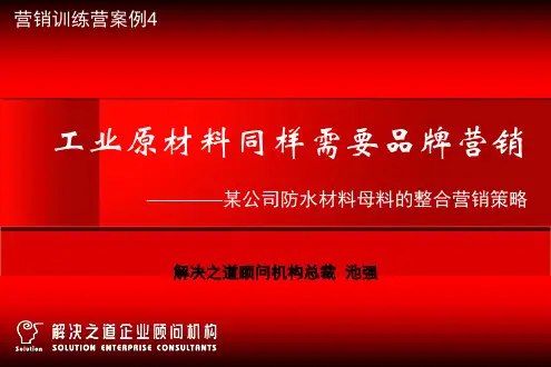 案例4：工业原材料同样需要品牌营销——某公司防水材料母料的整合营销策略