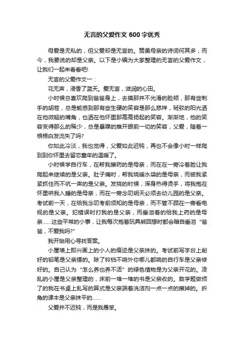 无言的父爱作文600字优秀