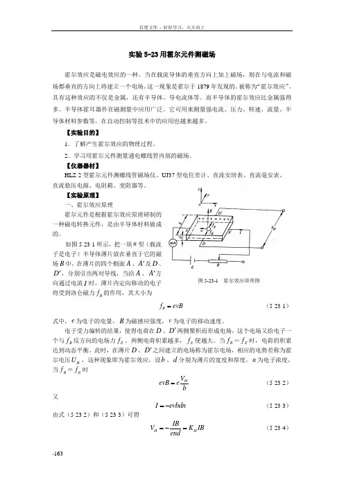 实验523用霍尔元件测磁场