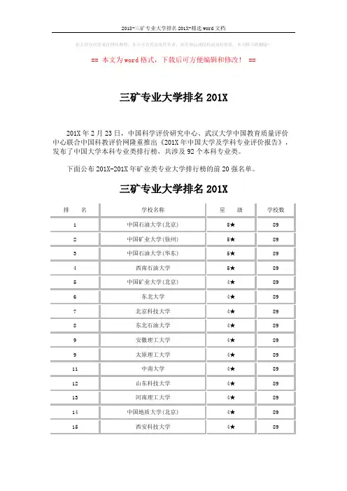 2018-三矿专业大学排名201X-精选word文档 (3页)