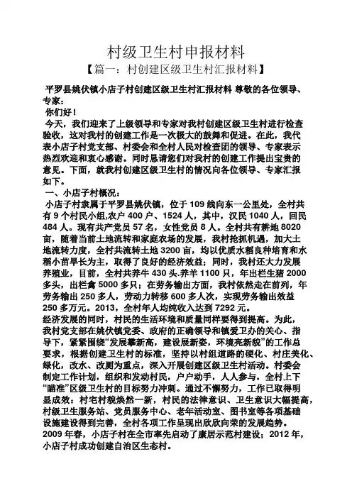 村级卫生村申报材料