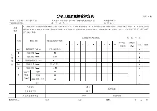 挡土墙防护及其他砌筑分项工程质量检验评定表1