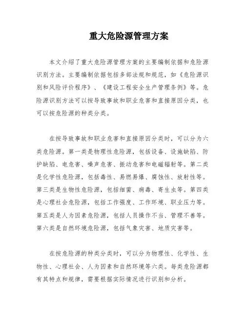 重大危险源管理方案