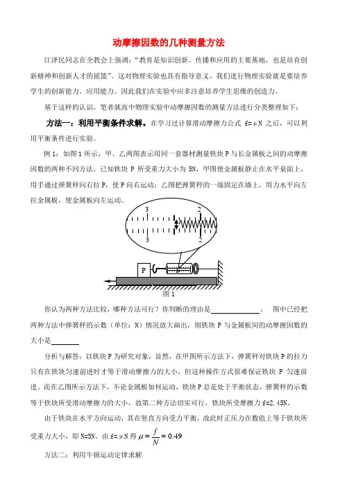 高三物理动摩擦因数的几种测量方法