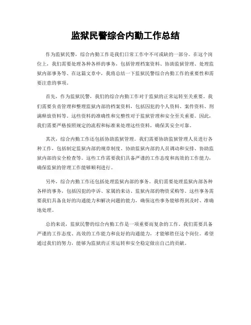 监狱民警综合内勤工作总结