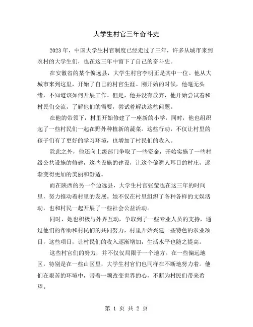 大学生村官三年奋斗史