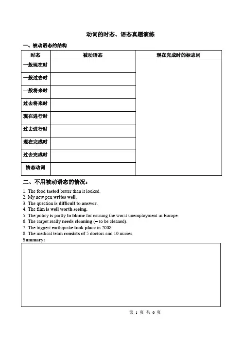 动词的时态、语态练习-2022届高考英语二轮专题