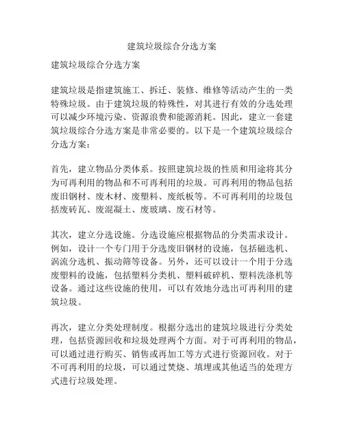 建筑垃圾综合分选方案