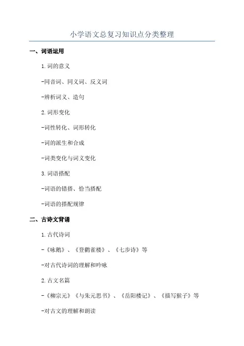 小学语文总复习知识点分类整理
