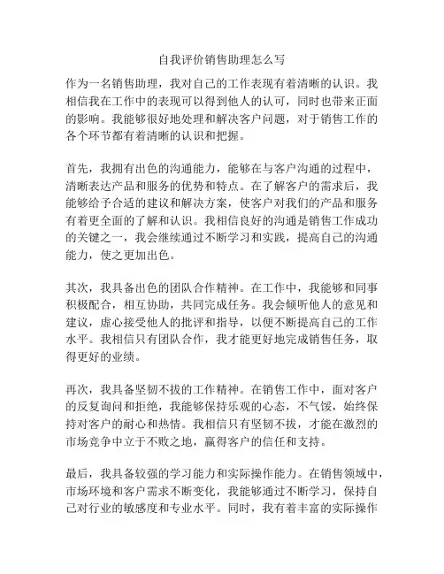 自我评价销售助理怎么写