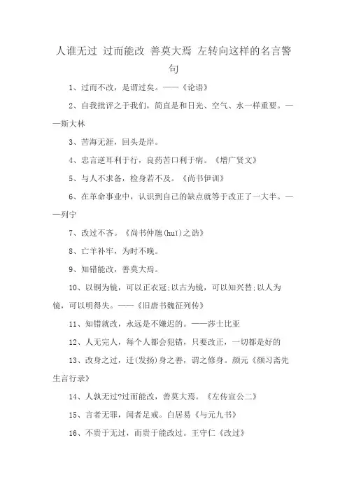 人谁无过 过而能改 善莫大焉 左转向这样的名言警句