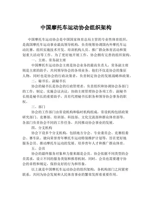 中国摩托车运动协会组织架构