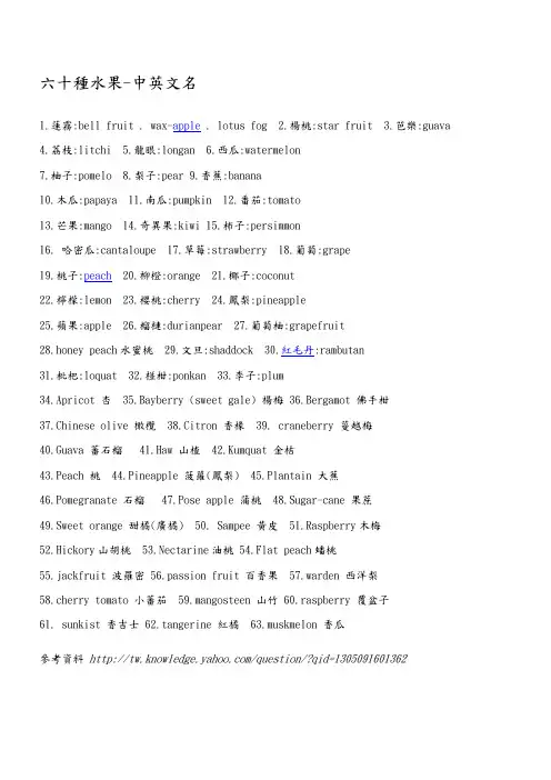 150种水果-中英文-正体字版