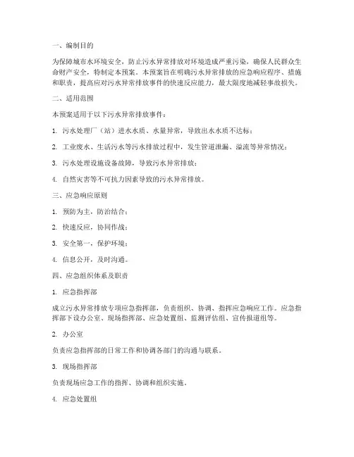 污水异常排放专项应急预案
