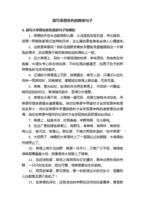 描写草原夜色的唯美句子