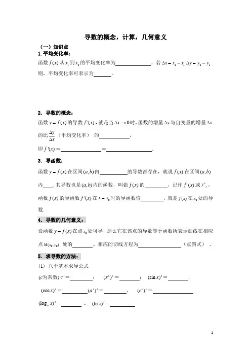 导数的概念,计算,几何意义
