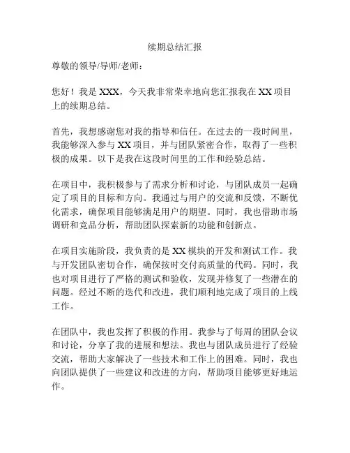 续期总结汇报
