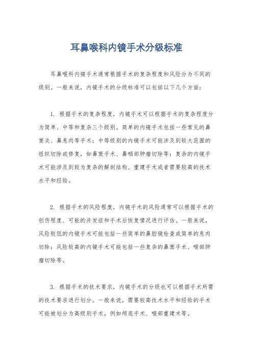 耳鼻喉科内镜手术分级标准
