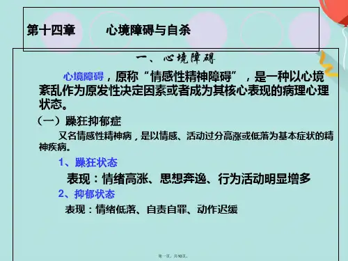 【变态心理学经典】  心境障碍(共10张PPT)
