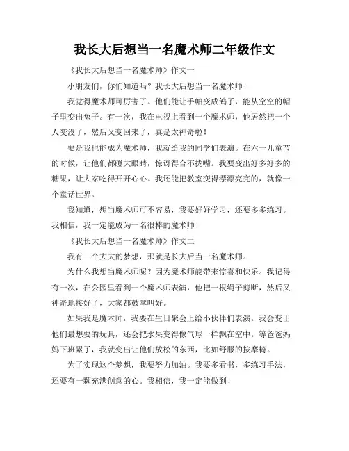 我长大后想当一名魔术师二年级作文