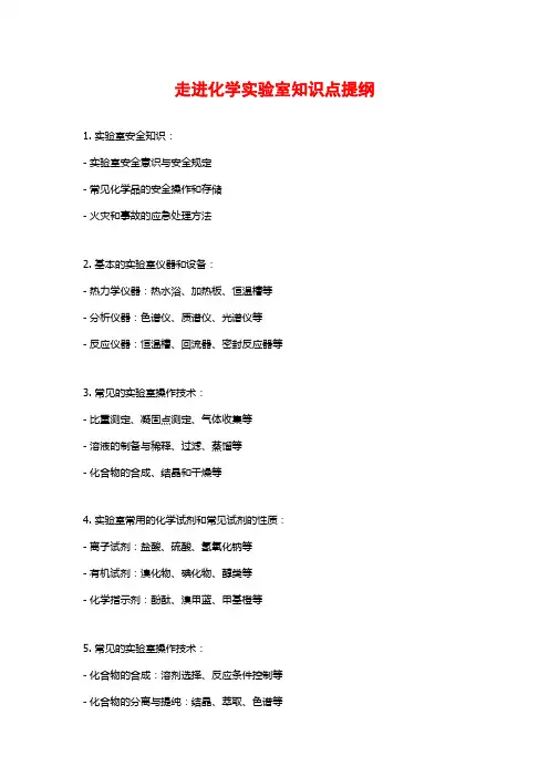 走进化学实验室知识点提纲