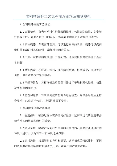 塑料喷漆件工艺流程注意事项及测试规范