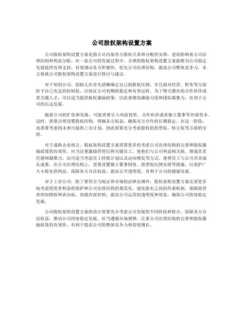 公司股权架构设置方案