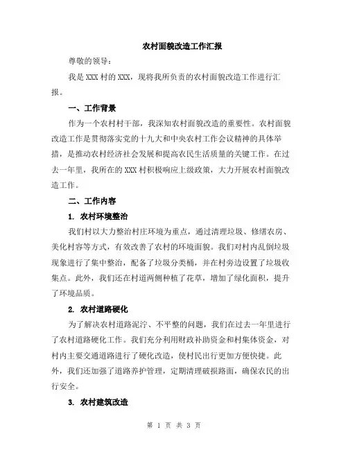 农村面貌改造工作汇报