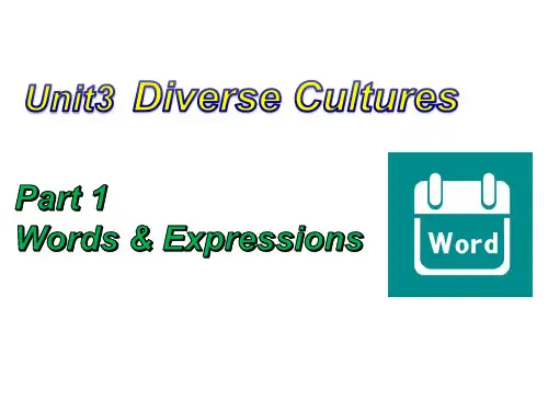 2019新人教高中英语必修三Unit3Diverse Cultures单元词汇课件