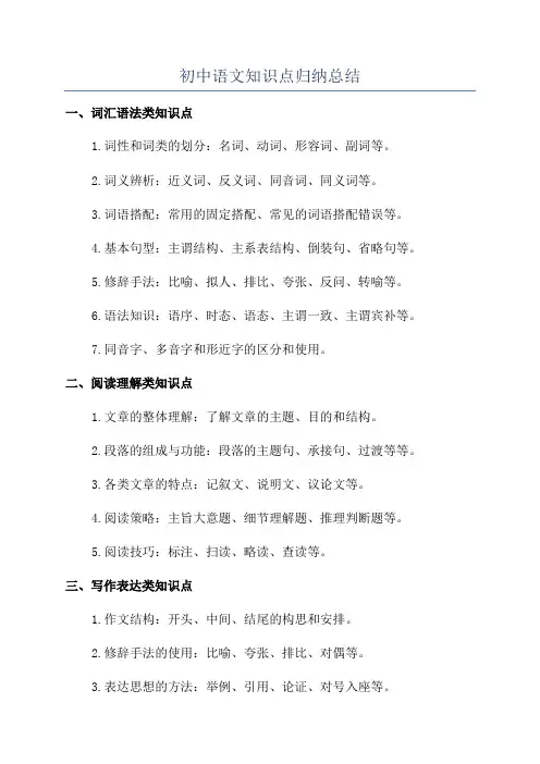 初中语文知识点归纳总结
