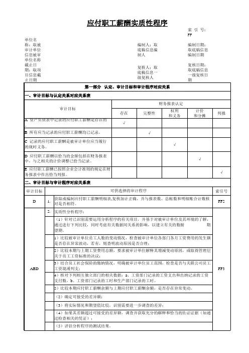FF应付职工薪酬表格模板