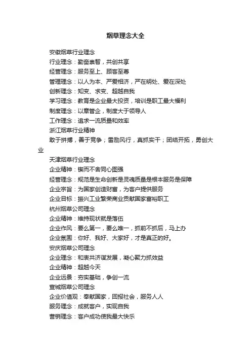 烟草理念大全