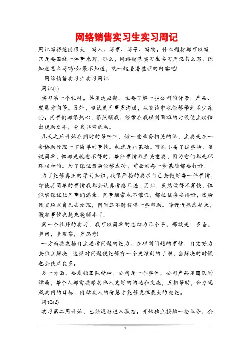 网络销售实习生实习周记