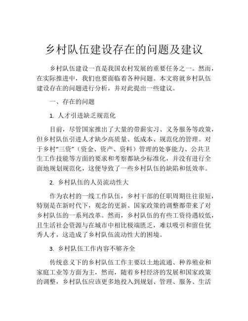 乡村队伍建设存在的问题及建议