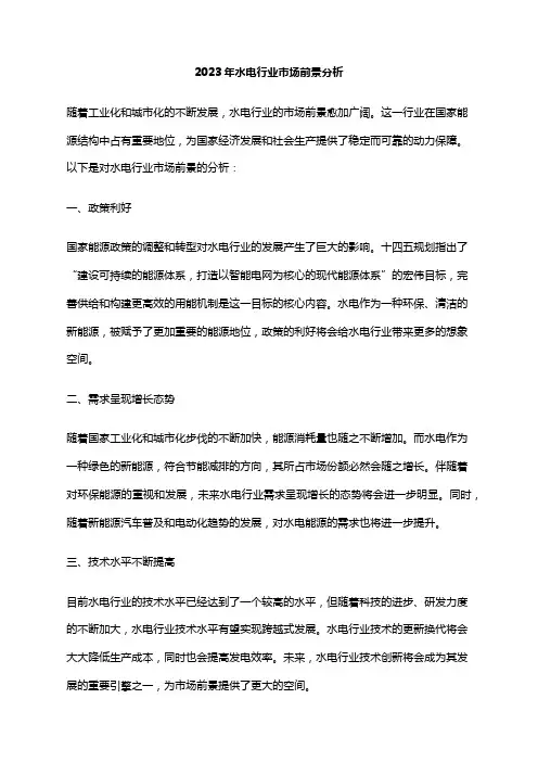 2023年水电行业市场前景分析