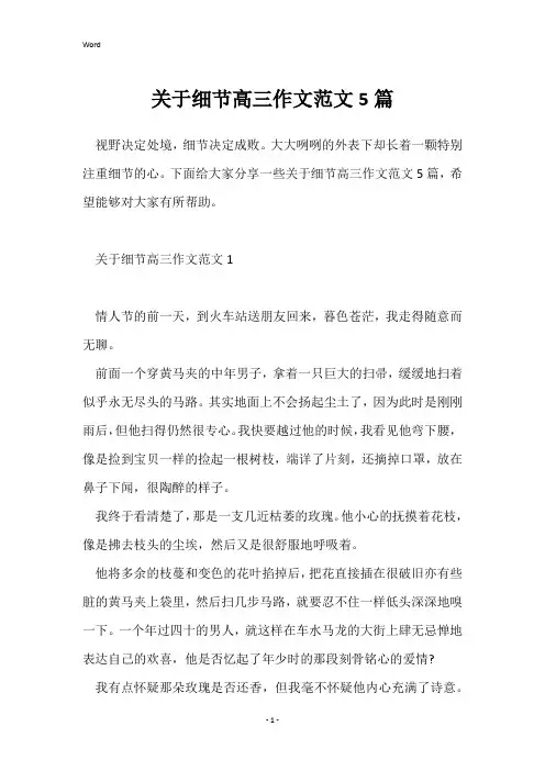 关于细节高三作文范文5篇