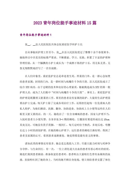 2023青年岗位能手事迹材料15篇