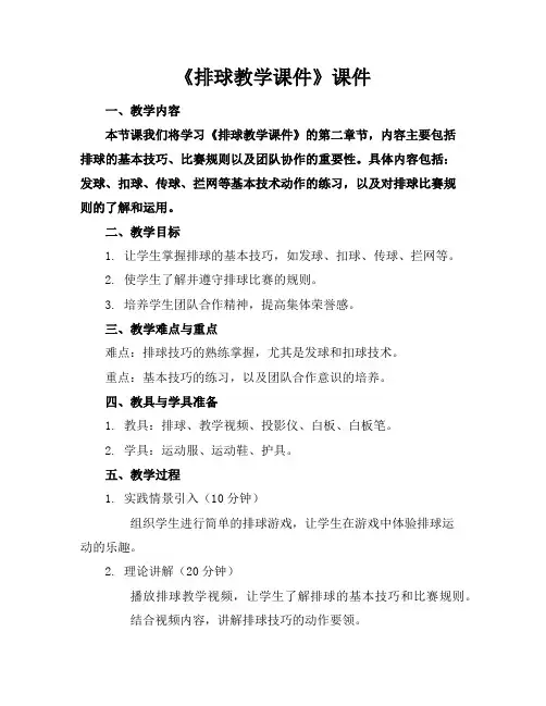《排球教学课件》课件