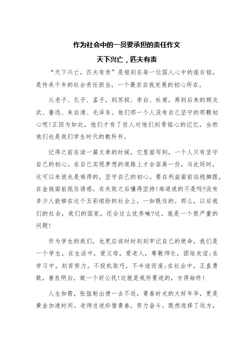 作为社会中的一员要承担的责任作文